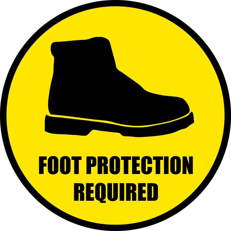 Foot protection required sign for work boots.