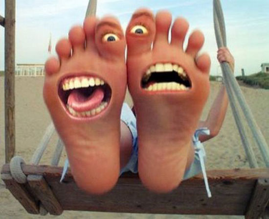 A person's feet on a swing with their mouths open, demonstrating their youthful joy and carefree spirit.