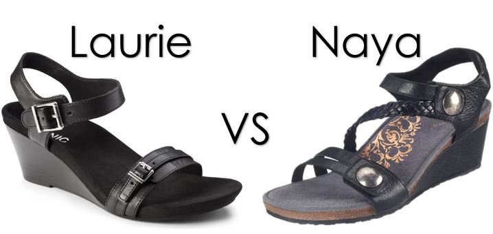 A comparison between Laurie and Naya wedge shoes
