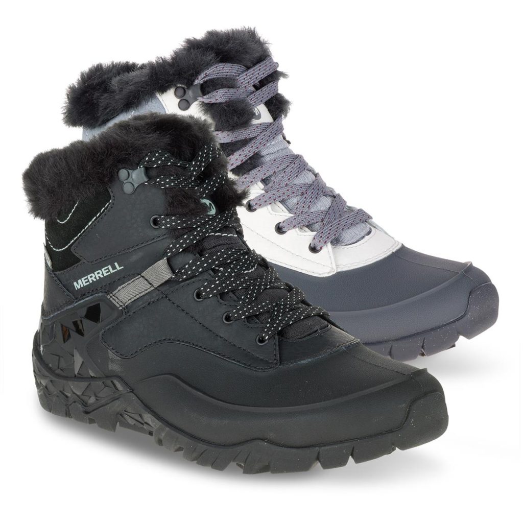 A pair of Merrell winter boots with cozy fur lining for ultimate warmth in chilly weather.